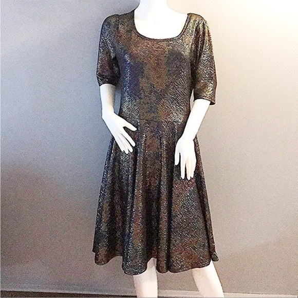 Elegant LuLaRoe Mermaid Rainbow iridescent oil slick dress - Picture 3 of 6